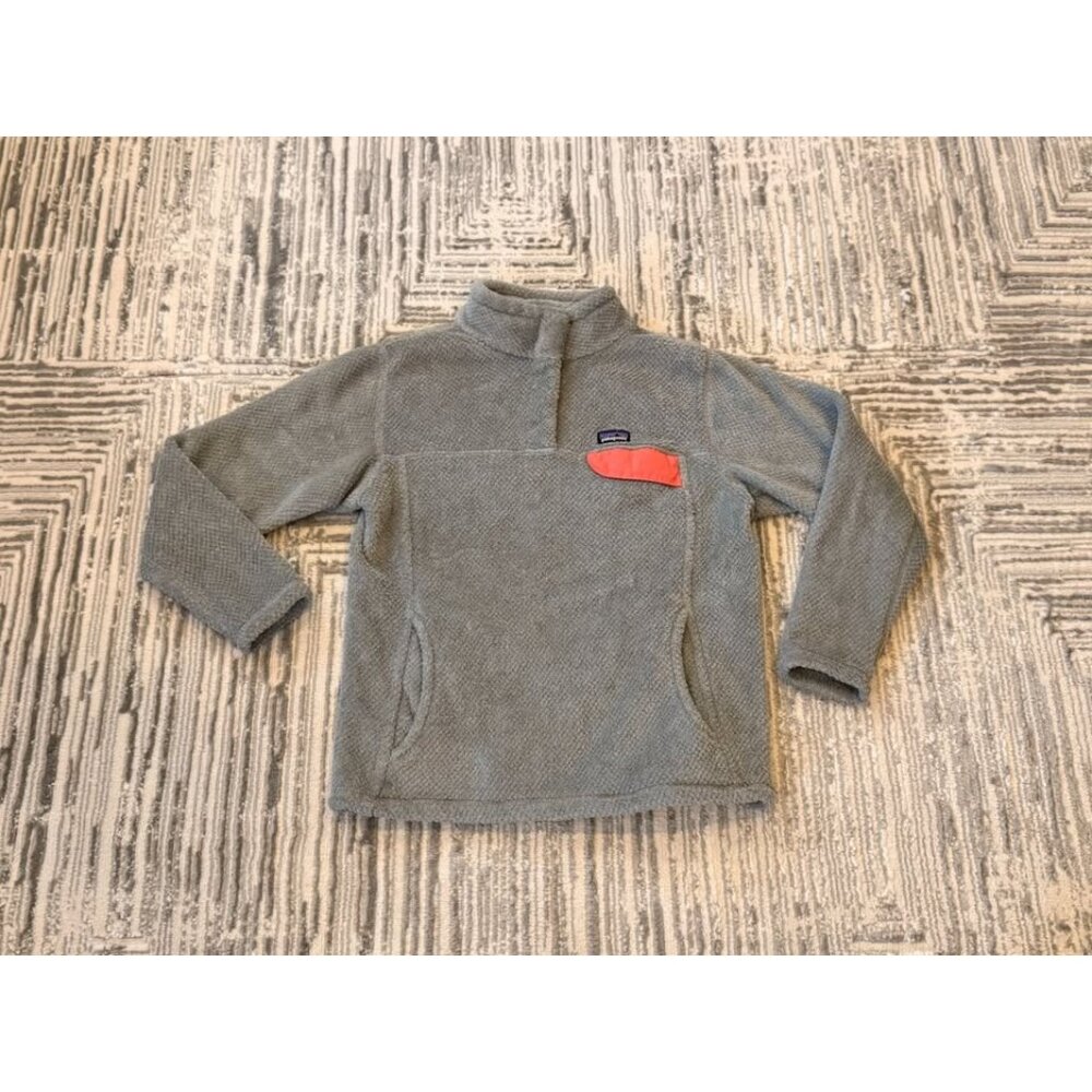 Patagonia girls youth XL (14) Re-Tool gray/pink Snap-T fleece pullover MSRP $99